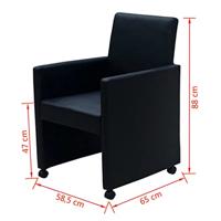 Eetkamerstoelen 2 st kunstleer zwart - thumbnail