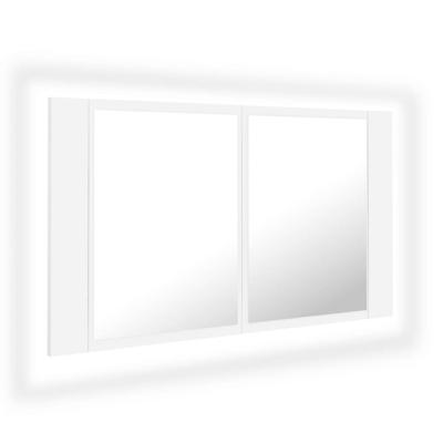 VidaXL Badkamerkast met spiegel en led 80x12x45 cm acryl wit