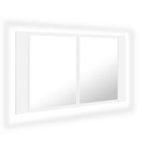 VidaXL Badkamerkast met spiegel en led 80x12x45 cm acryl wit - thumbnail