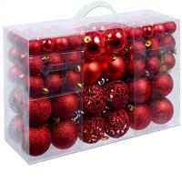 Kerstboomballen kunststof kleur Rood set van 100 stuks - thumbnail
