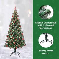 VidaXL Kunstmatig voorverlicht kerstboom groen 180 cm pvc en metaal - thumbnail