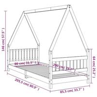 Kinderbedframe 80x200 cm massief grenenhout zwart - thumbnail