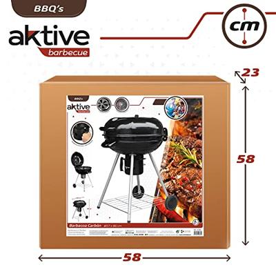 Kolenbarbecue met wielen Aktive Textilene 57 x 86 cm Zwart