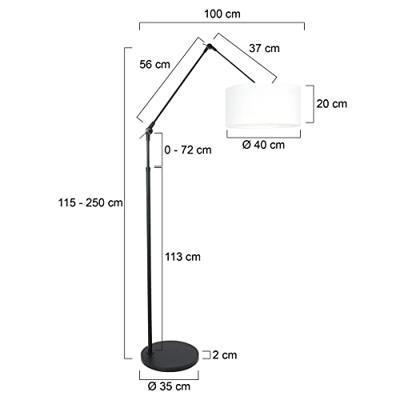 Steinhauer Vloer LeeslampPrestige Chic zwart met 40cm wit linnen lampenkap - 8114ZW