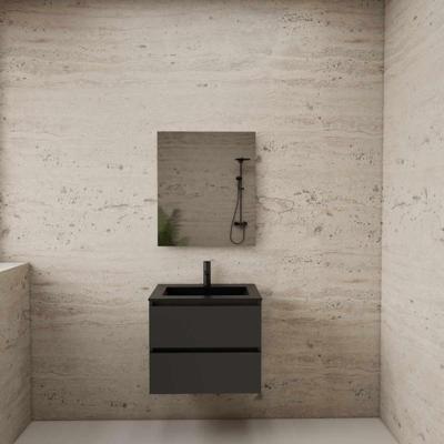 Badmeubel Boss & Wessing Paris 60 cm Mat Zwart Wastafel Compleet Hoogglans Antraciet Boss & Wessing