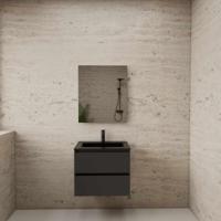 Badmeubel Boss & Wessing Paris 60 cm Mat Zwart Wastafel Compleet Hoogglans Antraciet Boss & Wessing - thumbnail