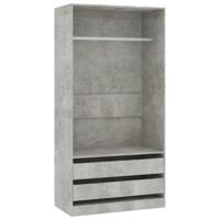 Kledingkast 100x50x200 cm bewerkt hout betongrijs - thumbnail