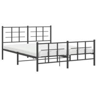 Bedframe met hoofd- en voeteneinde metaal zwart 150x200 cm - thumbnail
