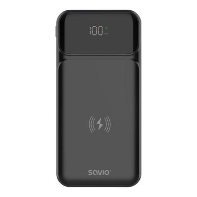 Savio BA-09 powerbank Lithium-Polymeer (LiPo) 37 mAh Draadloos opladen Zwart