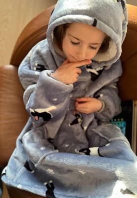 Draagbare deken met capuchon - kind - jumping dog