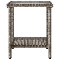 Tuinbank met tafel en kussens L-vormig poly rattan grijs - thumbnail