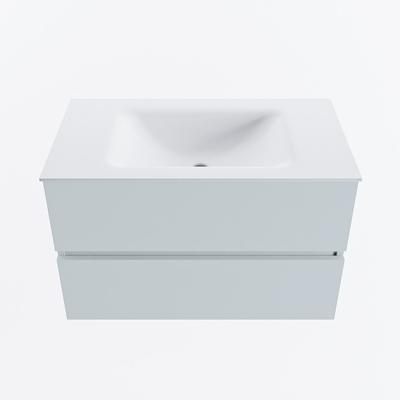 MONDIAZ VICA 80cm badmeubel onderkast Clay 2 lades. Wastafel CLOUD midden zonder kraangat, kleur Talc.