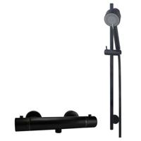 Wiesbaden Rio Douchethermostaat 15cm met glijstangset Mat Zwart sw110885/sw161901/sw373797/ - thumbnail