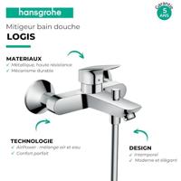 Hansgrohe Logis badkraan met omstel en koppelingen chroom 71400000 - thumbnail