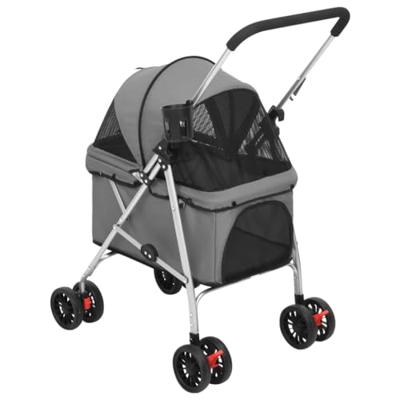 VidaXL Hondenwagen inklapbaar 76x50x100 cm oxford stof grijs - thumbnail