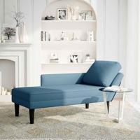 Chaise longue met kussen en rechterarmleuning fluweel blauw - thumbnail