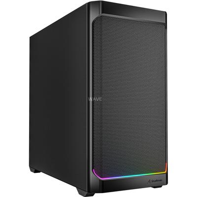 Sharkoon mk4 rgb strip mini tower behuizing (zwart | 2x usb-a | 1x usb-c | rgb)