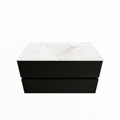 MONDIAZ VICA-DLUX 90cm badmeubel onderkast Urban 2 lades. Inbouw wastafel CLOUD midden 1 kraangat, kleur Ostra. MONDIAZ VICA-DLUX 90cm badmeubel onderkast Urban 2 lades. Inbouw wastafel CLOUD midden 1 kraangat, kleur Ostra.