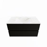 MONDIAZ VICA-DLUX 90cm badmeubel onderkast Urban 2 lades. Inbouw wastafel CLOUD midden 1 kraangat, kleur Ostra. - thumbnail