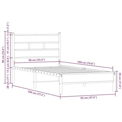 Bedframe met hoofdbord zonder matras sonoma eiken 90x190 cm