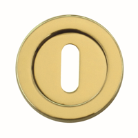 HDD Pro Sleutelplaatje Rond Draairozas Messing Gepolijst - thumbnail