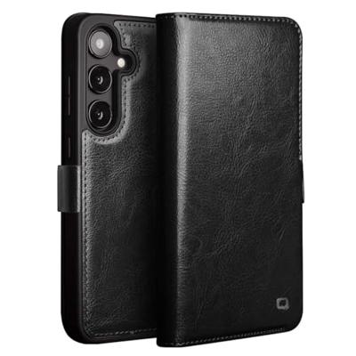 Qialino Samsung Galaxy S25 Plus hoesje - Leren bookcase - Zwart Qialino Samsung Galaxy S25 Plus hoesje - Leren bookcase - Zwart