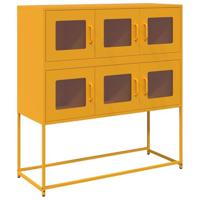 Dressoir 100,5x39x107 cm koudgewalst staal mosterdgeel - thumbnail