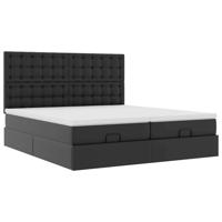 Ottoman bed met matrassen 160x200cm kunstleer zwart - thumbnail