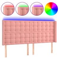 Hoofdbord LED 183x16x118/128 cm fluweel roze - thumbnail