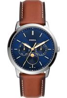 Fossil FS5903 Horloge Neutra Minimalist staal-leder zilverkleurig-blauw-bruin 42 mm - thumbnail