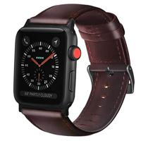 Luxe Echt Lederen bandje - Bruin - Geschikt voor Apple Watch 44mm / 45mm / 46mm / 49mm - thumbnail