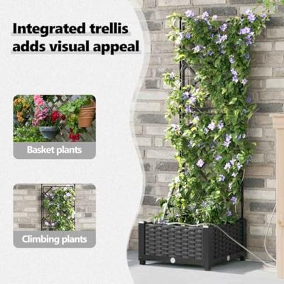 VidaXL Tuin bloempot zwart 40 x 40 x 126 cm staal