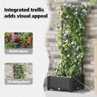 VidaXL Tuin bloempot zwart 40 x 40 x 126 cm staal - thumbnail