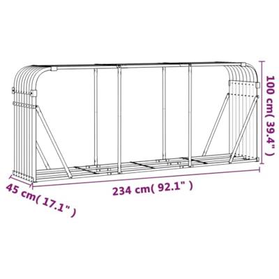 VidaXL Haardhoutopslag 234x45x100 cm gegalvaniseerd staal groen
