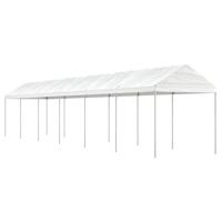 Prieel met dak 13,38x2,28x2,69 m polyetheen wit - thumbnail