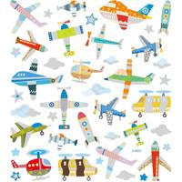 Creativ Company Stickers, vliegtuigen en helicopters, vel 15x16,5 cm, ca. 42 stuk, 1 vel - thumbnail