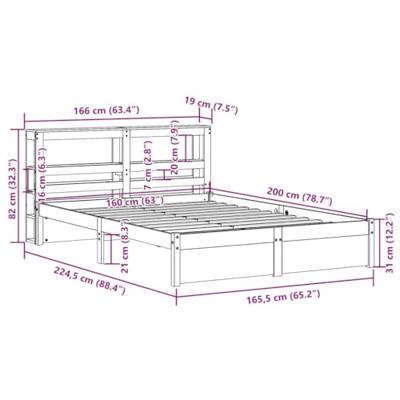 Bedframe met hoofdeinde zonder matras 160x200 cm wit