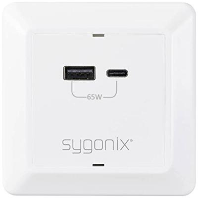 Sygonix SY-5251910 USB-laadbus Overspanningsbeveiliging, Met USB-C, Met USB-laaduitgang Wit