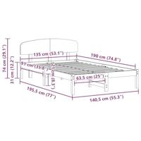 Bedframe met hoofdeinde Wit 135 x 190 cm Massief grenenhout - thumbnail