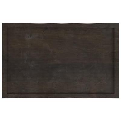 Tafelblad natuurlijke rand 100x60x(2-4)cm eikenhout donkerbruin
