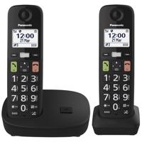 Panasonic KX-TGU112EXB Digitale telefoon, draadloos, met antwoordapparaat, basiseenheid en 2 handsets, lcd-display, grote toetsen, favoriete oproepen, compatibel met hoorapparaten, zwart - thumbnail