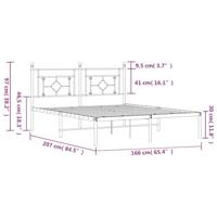 Bedframe met hoofdbord metaal zwart 160x200 cm - thumbnail