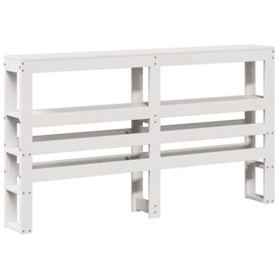 Bedframe met hoofdbord massief grenenhout wit 120x190 cm - thumbnail