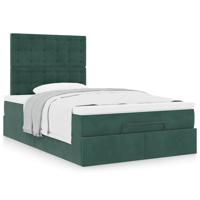 Ottoman bed met matrassen 120x200cm fluweel donkergroen - thumbnail