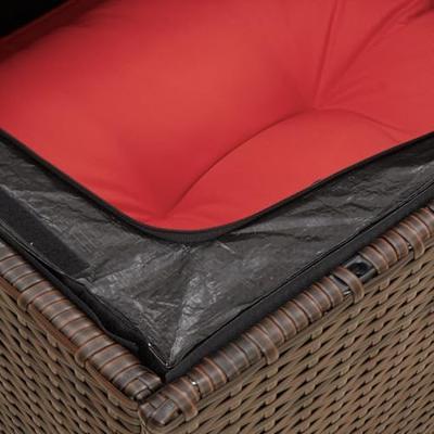 Tuinstoel zonder armleuning met kussens poly rattan bruin - thumbnail