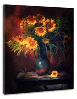 Schilderij -Stilleven Zonnebloemen, 80x100cm. Wanddecoratie - thumbnail