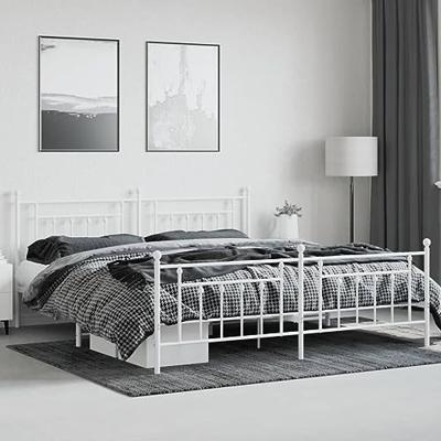 Bedframe met hoofd- en voeteneinde metaal wit 193x203 cm Bedframe met hoofd- en voeteneinde metaal wit 193x203 cm