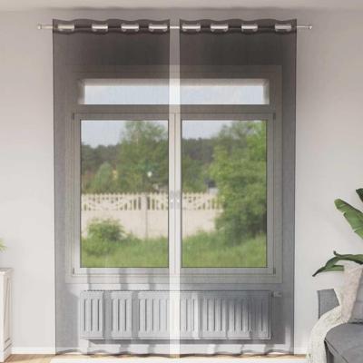 VidaXL Gordijnen voile met doorvoertules 2 st 140x300 cm zwart VidaXL Gordijnen voile met doorvoertules 2 st 140x300 cm zwart