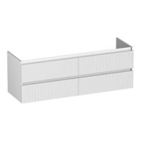 Brauer Joy Wavy - Onderkast - 140 cm - met 4 Softclose Lades Greeploos en 2 Sifon Uitsparingen - Mat Wit - thumbnail