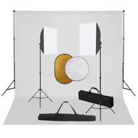 VidaXL Fotostudioset met softboxlampen, achtergrond en reflector - thumbnail